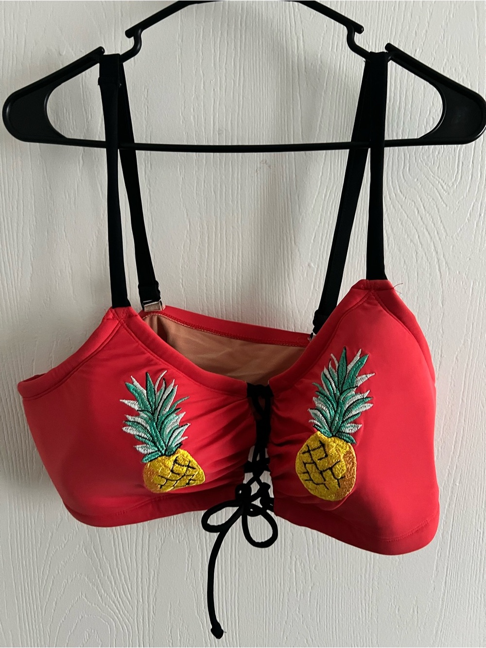 Cacique Red Pineapple Lace-Up Swim Bralette